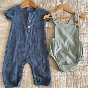 Blue and Mint Green boy romper jumpsuit outfits